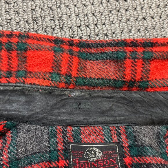 Johnson Woolen Mills Double Cape Jac Shirt Vintage Wool Red Green Plaid Mens XL - Picture 6 of 15